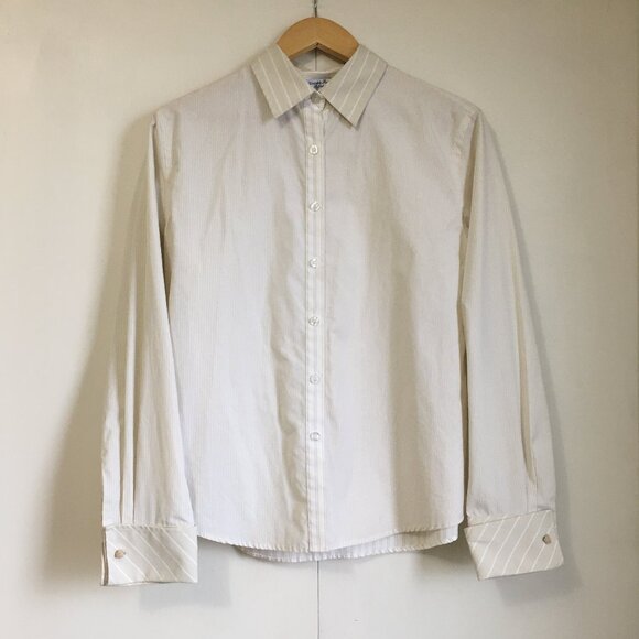 Tabi Wrinkle Resistant Brocade Cuff Striped 100% Cotton Button Up Dress Shirt - Picture 1 of 11